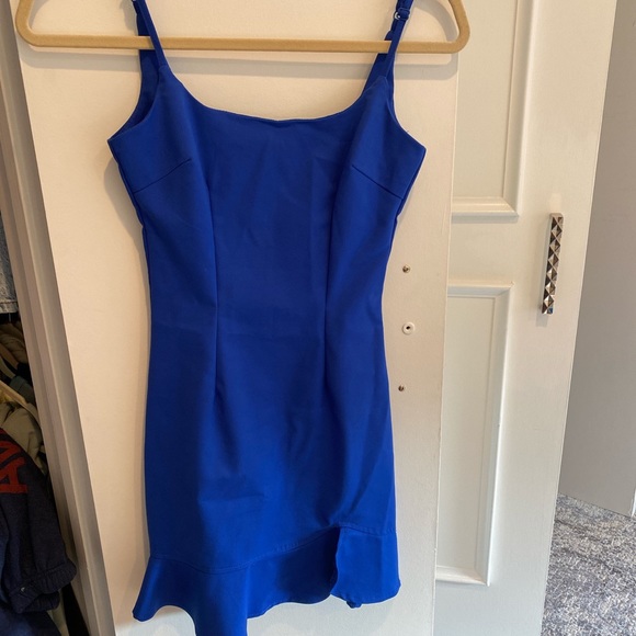 By the way blue mini dress w ruffle on bottom - Picture 3 of 4